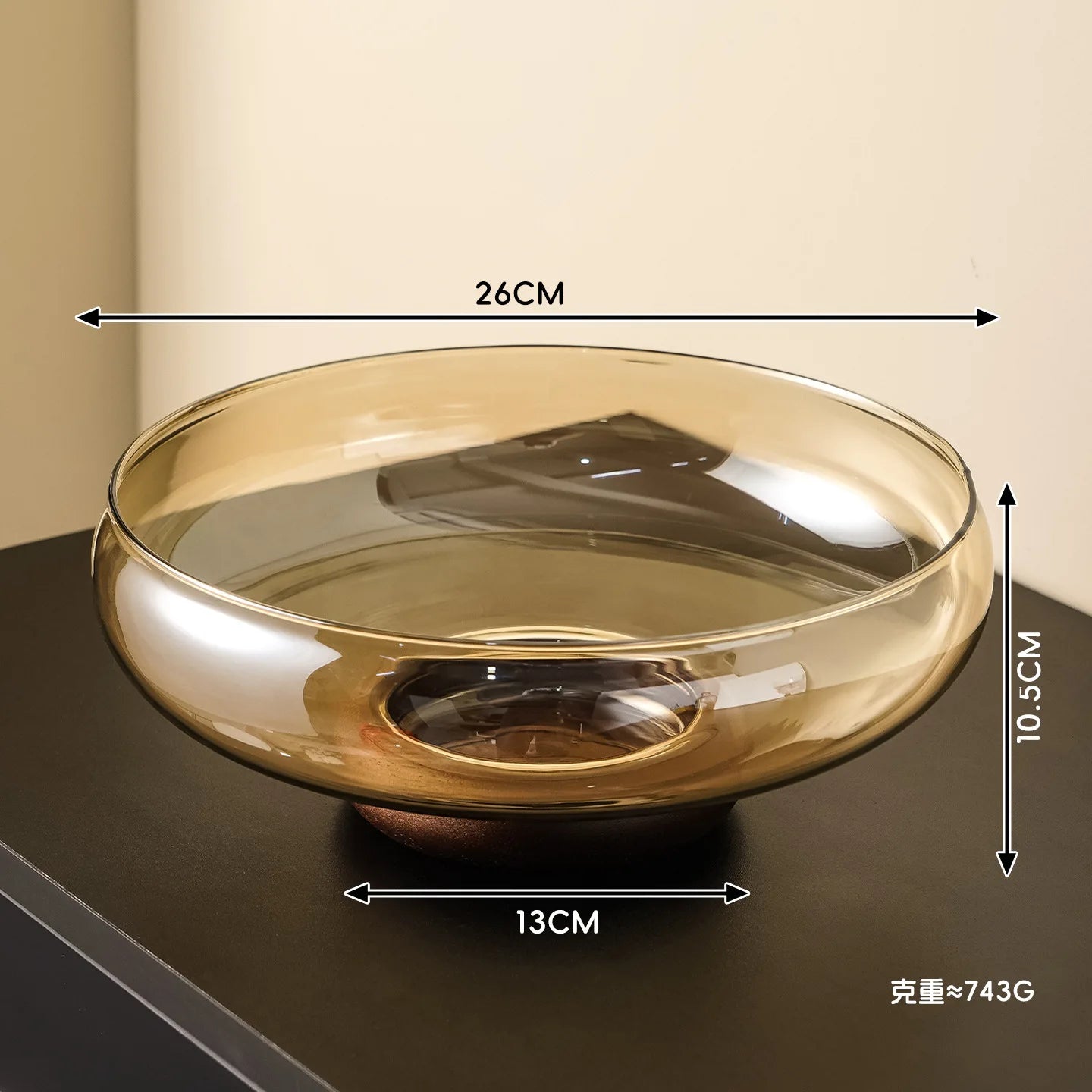 Elegant Glass Fruit Bowl with Acacia Wood Base