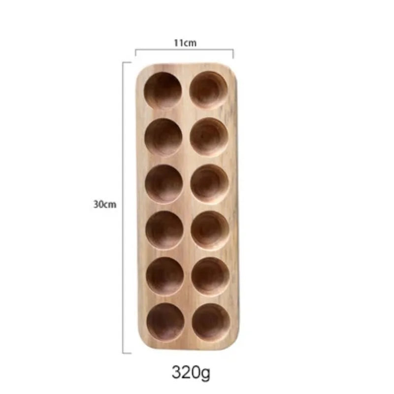 Wooden Egg Storage Rack Organiser — Fridge & Kitchen Holder