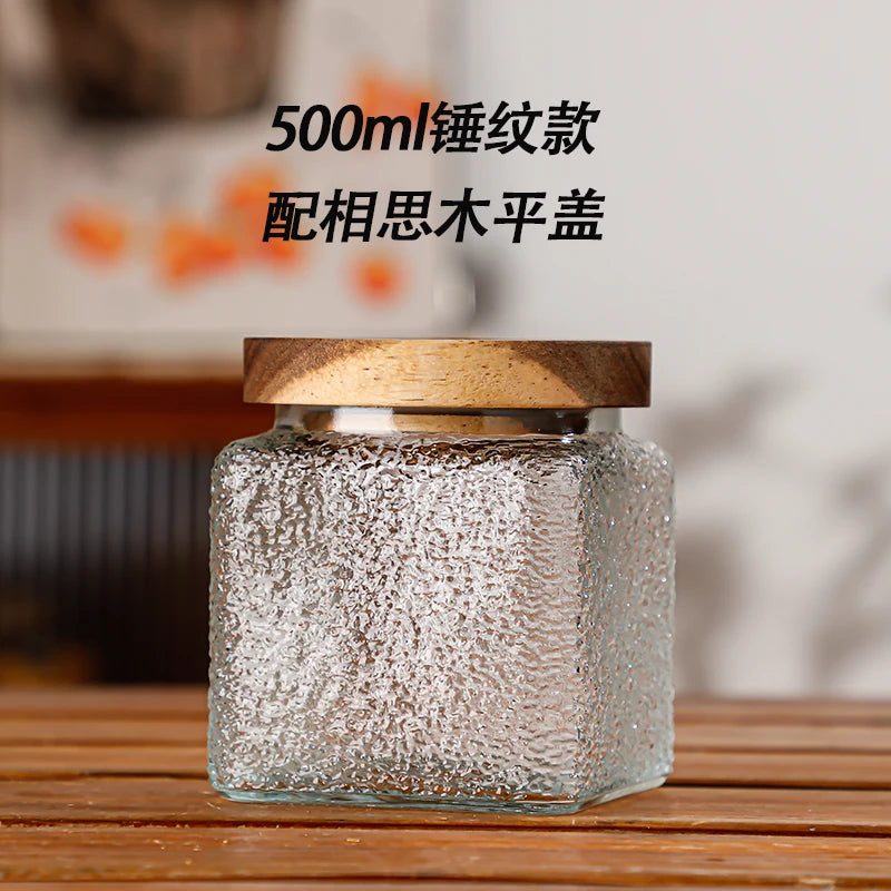 Retro Glass Airtight Storage Jars with Wooden Lids