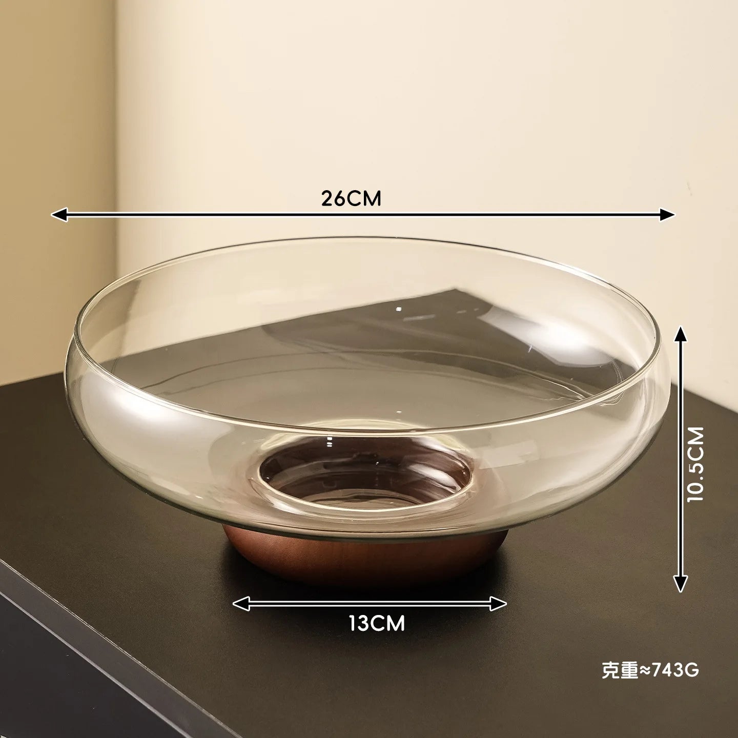 Elegant Glass Fruit Bowl with Acacia Wood Base