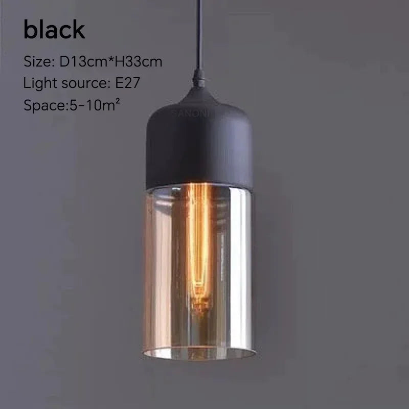 Nordic Glass Pendant Light — Modern Wood & Glass Hanging Lamp