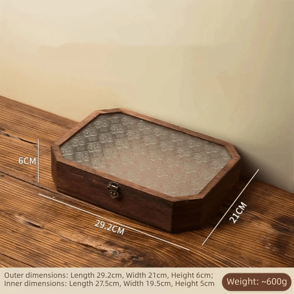 Luxury Wooden Jewellery & Cosmetic Box with Glass Lid
