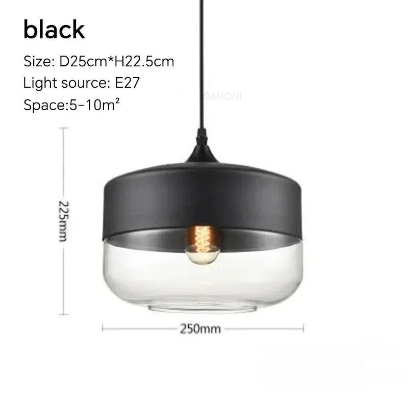 Nordic Glass Pendant Light — Modern Wood & Glass Hanging Lamp