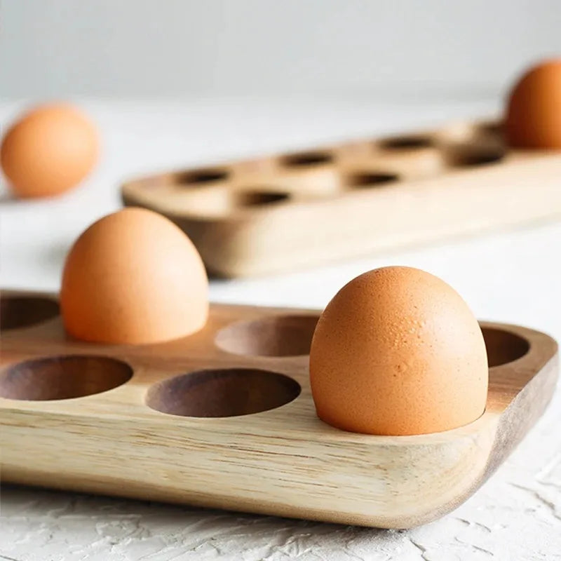 Wooden Egg Storage Rack Organiser — Fridge & Kitchen Holder