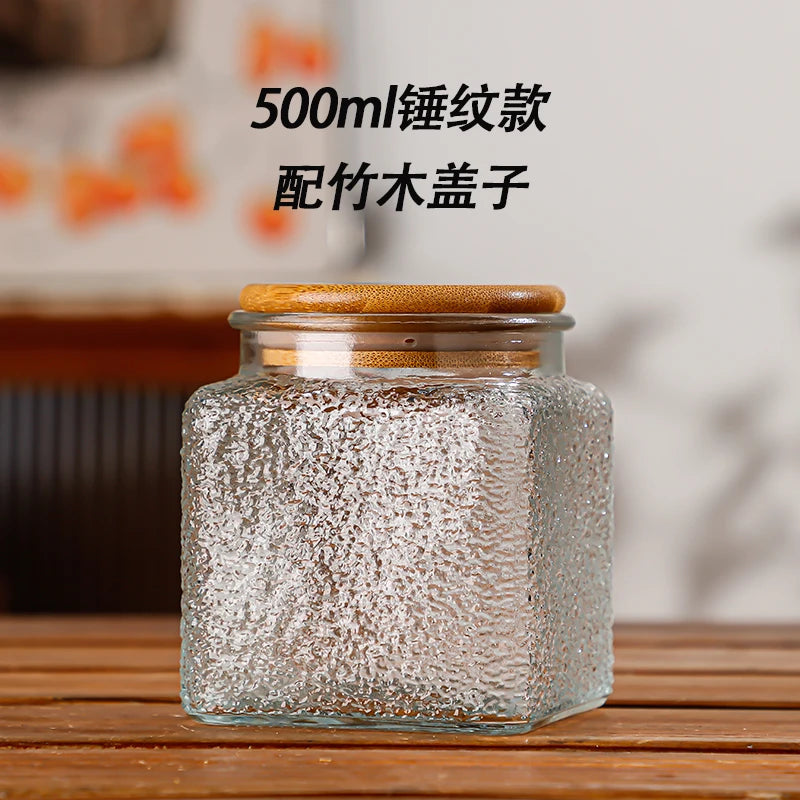 Retro Glass Airtight Storage Jars with Wooden Lids