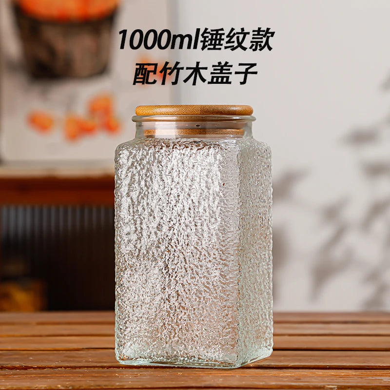 Retro Glass Airtight Storage Jars with Wooden Lids