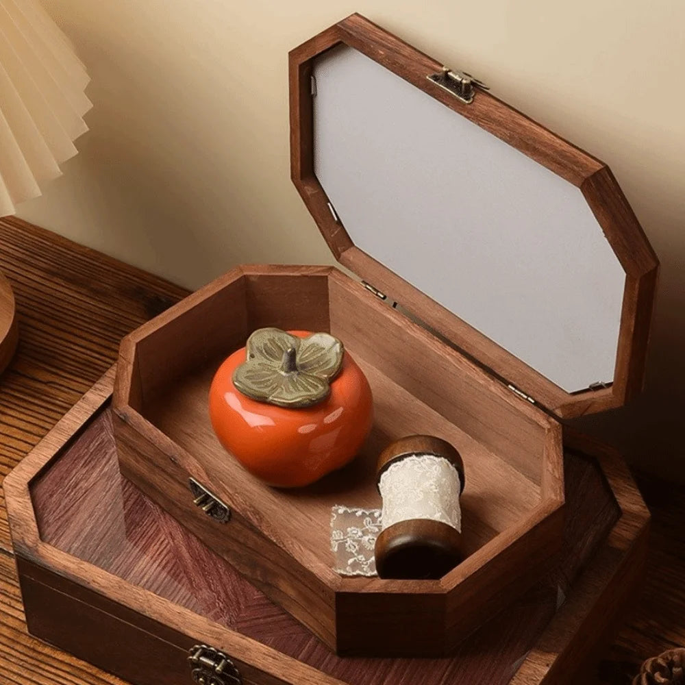 Luxury Wooden Jewellery & Cosmetic Box with Glass Lid