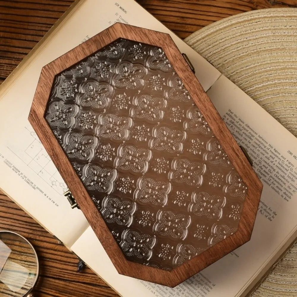 Luxury Wooden Jewellery & Cosmetic Box with Glass Lid