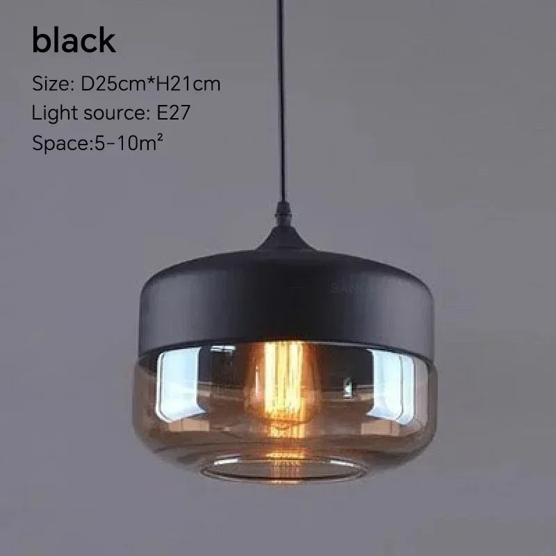 Nordic Glass Pendant Light — Modern Wood & Glass Hanging Lamp