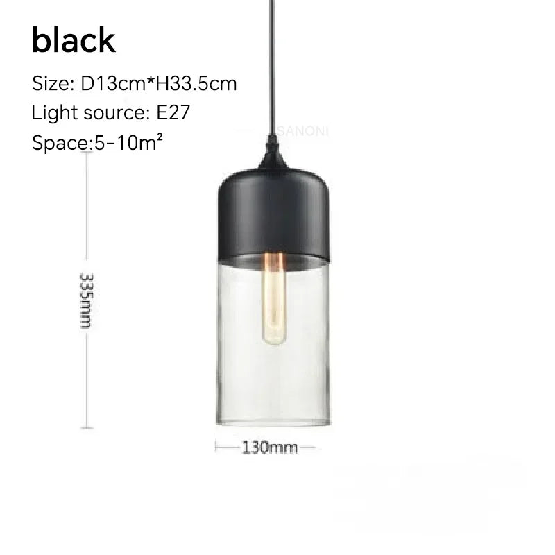 Nordic Glass Pendant Light — Modern Wood & Glass Hanging Lamp