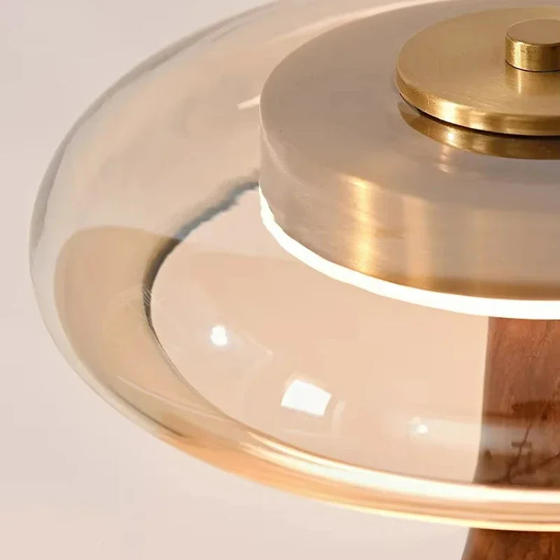 Retro French Style Wooden Lamp — Glass Table Light for Bedroom & Living Room