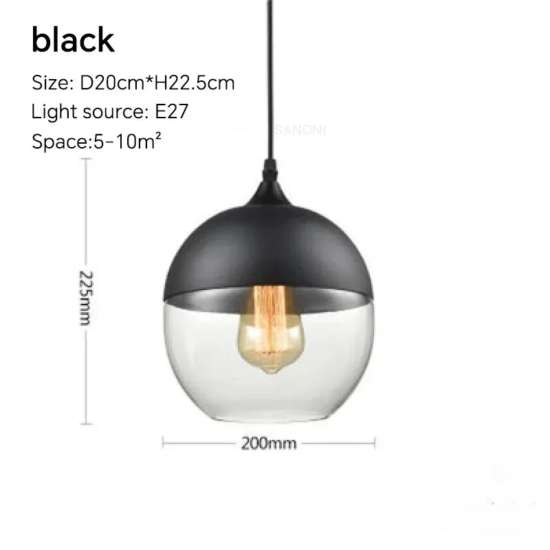 Nordic Glass Pendant Light — Modern Wood & Glass Hanging Lamp