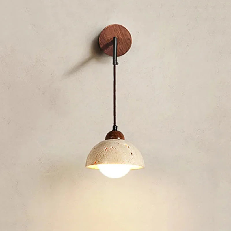 Japanese Wabi Sabi Stone LED Wall Lamp — Warm Bedside Light