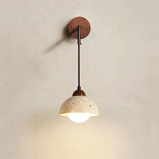 Japanese Wabi Sabi Stone LED Wall Lamp — Warm Bedside Light