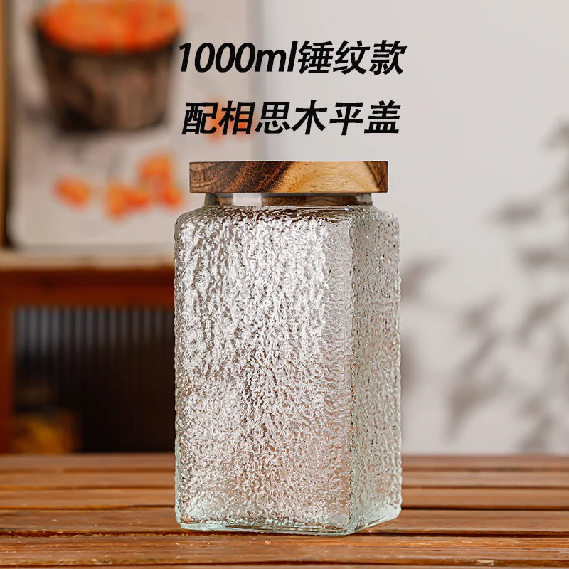 Retro Glass Airtight Storage Jars with Wooden Lids