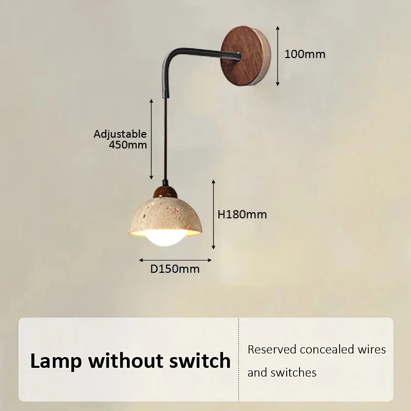Japanese Wabi Sabi Stone LED Wall Lamp — Warm Bedside Light