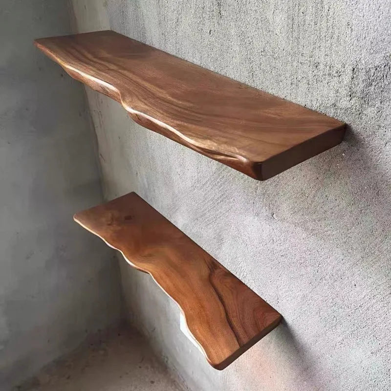 Natural Solid Wood Floating Wall Shelf