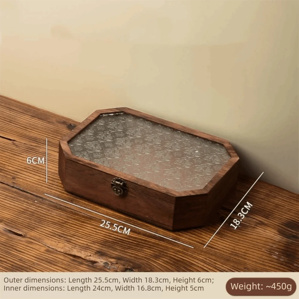 Luxury Wooden Jewellery & Cosmetic Box with Glass Lid