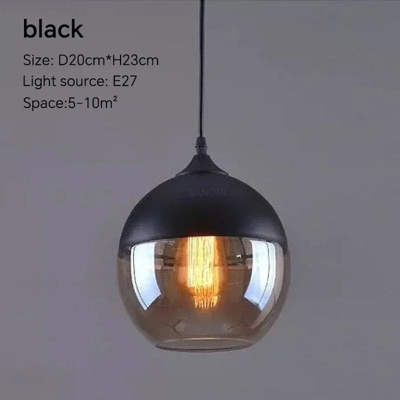 Nordic Glass Pendant Light — Modern Wood & Glass Hanging Lamp