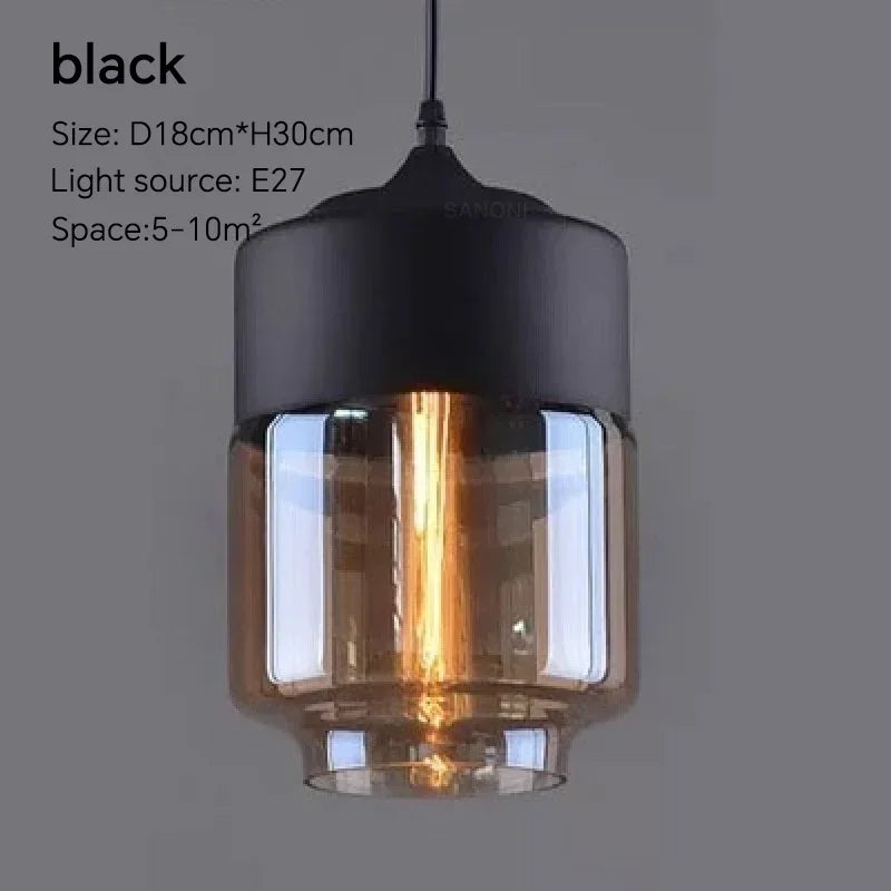 Nordic Glass Pendant Light — Modern Wood & Glass Hanging Lamp