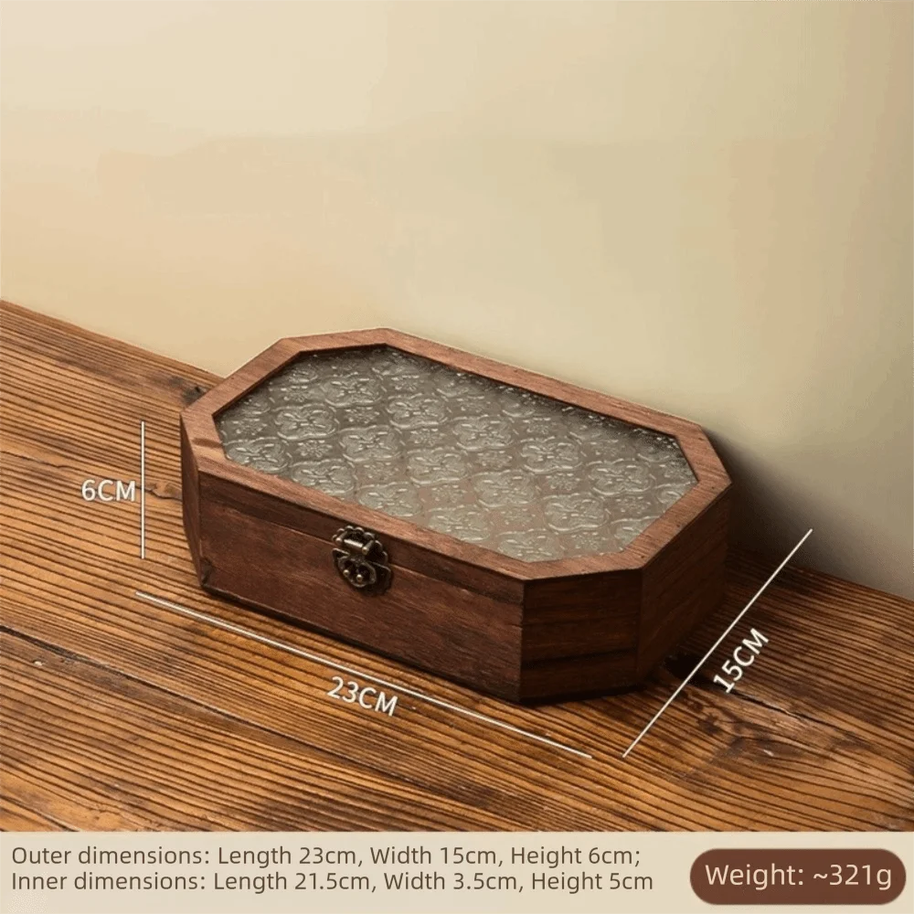 Luxury Wooden Jewellery & Cosmetic Box with Glass Lid