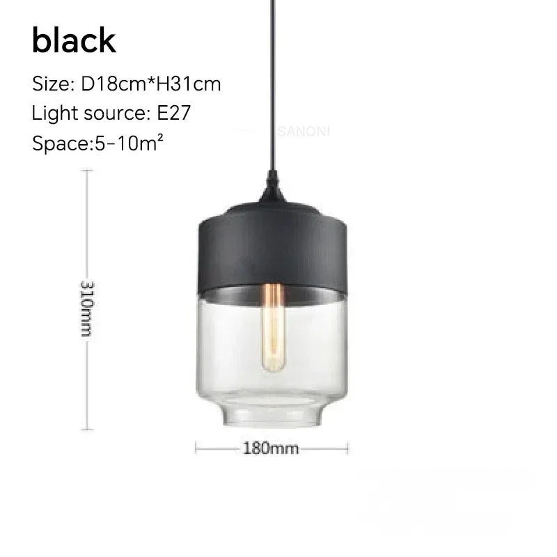 Nordic Glass Pendant Light — Modern Wood & Glass Hanging Lamp