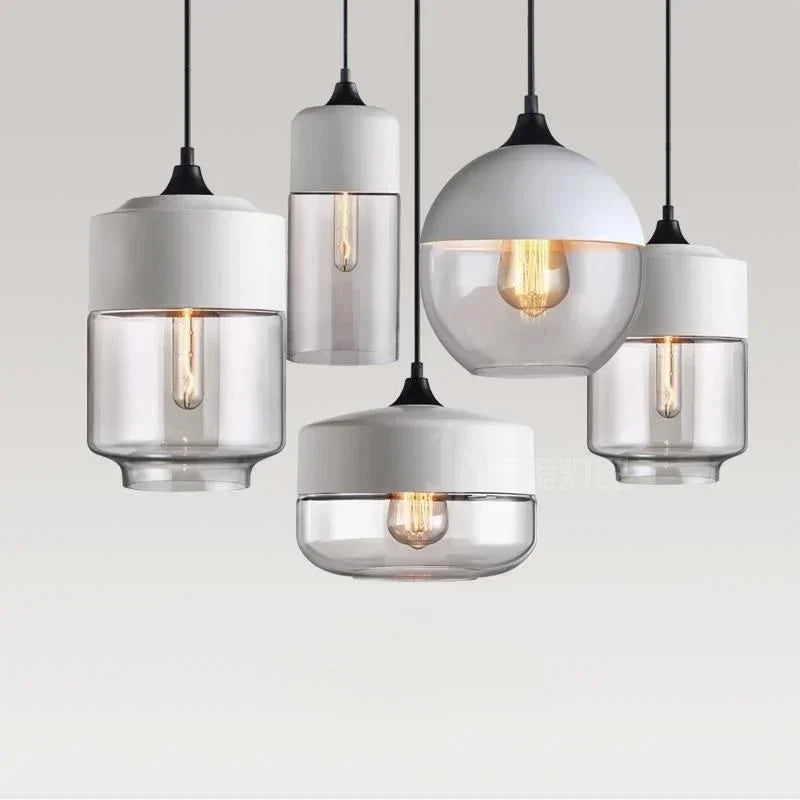 Nordic Glass Pendant Light — Modern Wood & Glass Hanging Lamp
